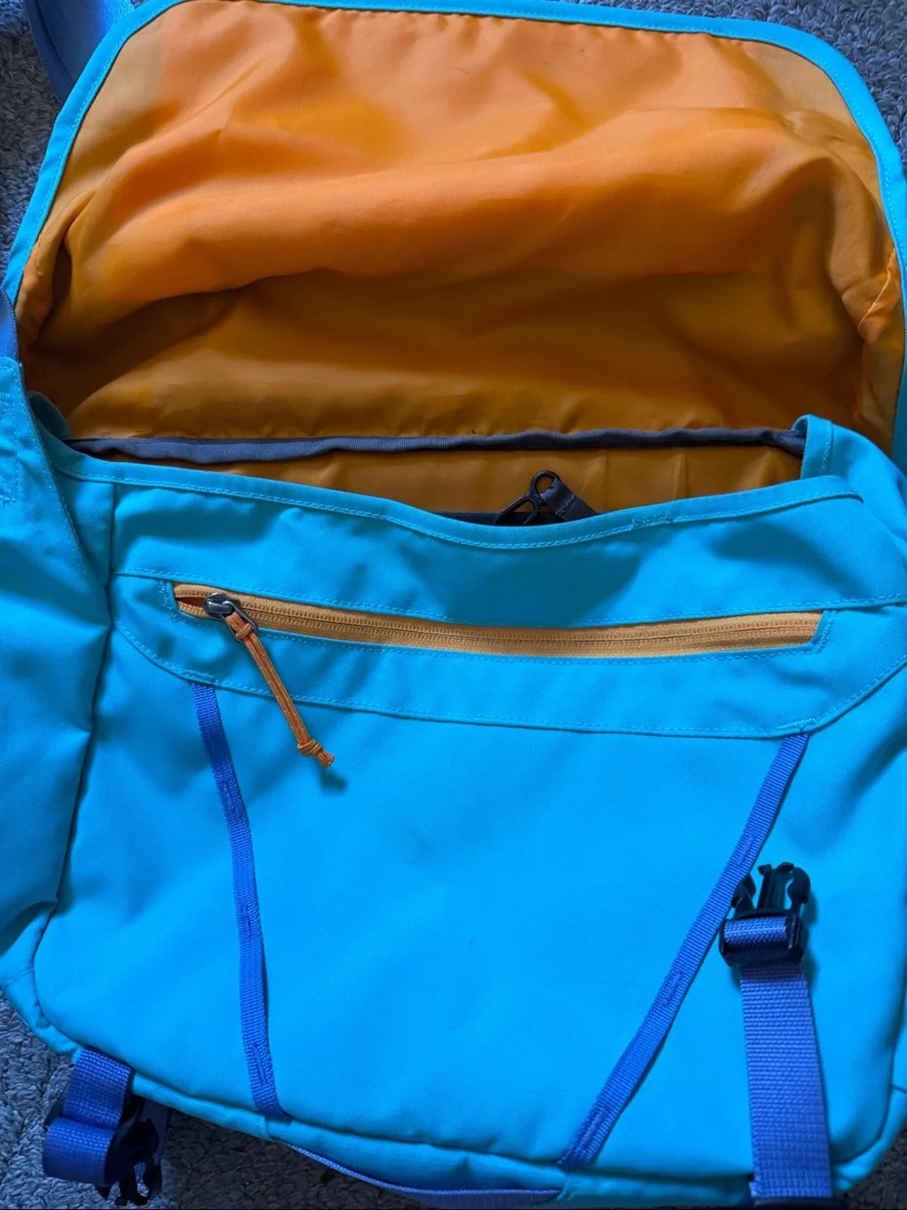 Vintage Patagonia Mini Mass Messenger Bag Blue Teal Purple Orange Colorblock
